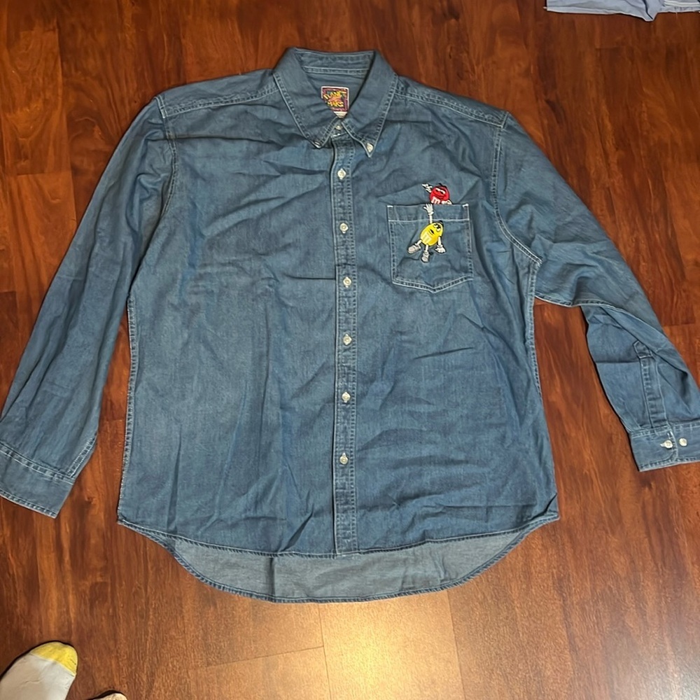 vintage Size XL Planet Mars M&Ms denim button down long sleeve from 1997